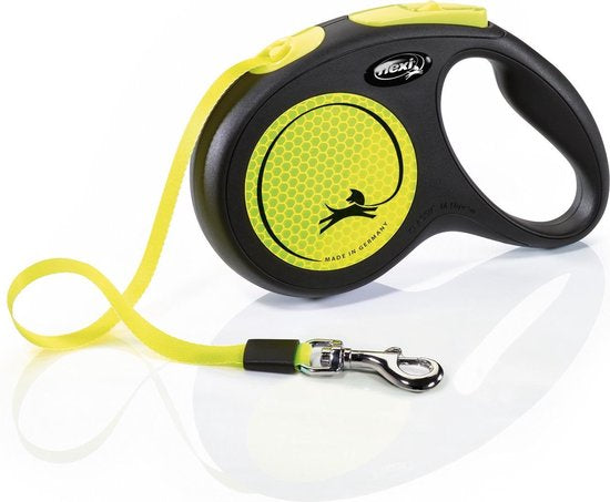 Flexi New Neon - Rollijn Hondenriem - M - 5 Meter - Geel - Middelgrote Honden Flexi