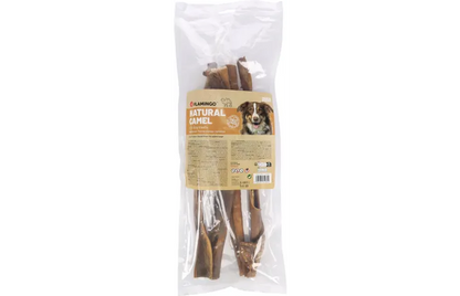 Flamingo – Nature kamelenhuid – glutenvrije hondensnack – natuurlijke kauwsnack – zonder toegevoegde suikers – 40cm – 400g – Gemaakt in Europa Flamingo
