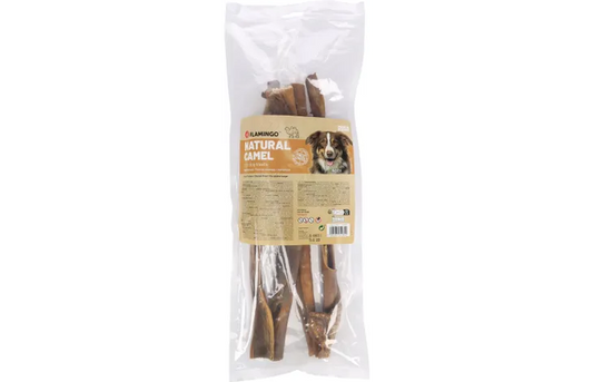 Flamingo – Nature kamelenhuid – glutenvrije hondensnack – natuurlijke kauwsnack – zonder toegevoegde suikers – 40cm – 400g – Gemaakt in Europa Flamingo