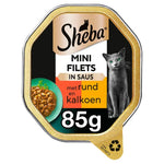Sheba Mini Filets met rund en kalkoen in saus natvoer kat (kuipjes 85 g) Sheba