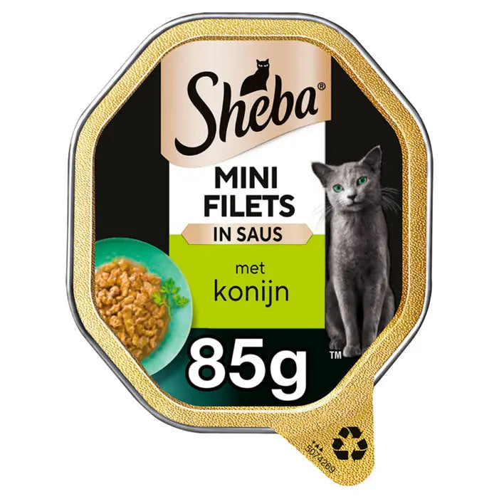 Sheba Mini Filets met konijn in saus natvoer kat (kuipjes 85 g) Sheba