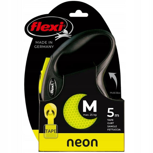 Flexi New Neon - Rollijn Hondenriem - M - 5 Meter - Geel - Middelgrote Honden Flexi