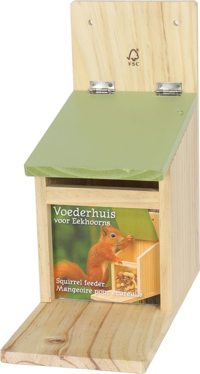 Boon Eekhoornvoer Houder Hout 26 cm - Groen Dak Boon