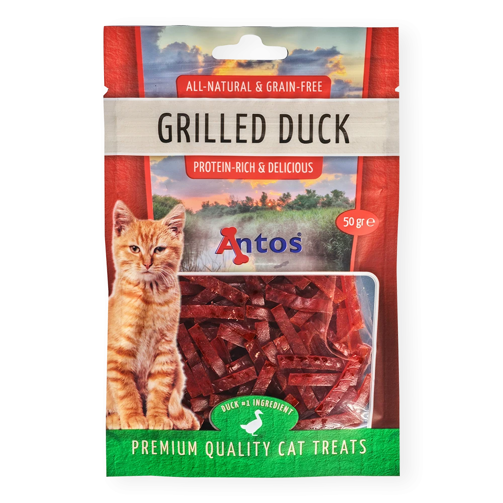Antos Cat Treats Grilled Eend 50 gr - Graanvrije Gegrilde Kattensnack Antos
