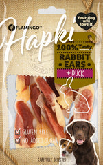 Flamingo Hapki Konijnenoor met Eend 85 gr - Graanvrije Hondensnack Flamingo