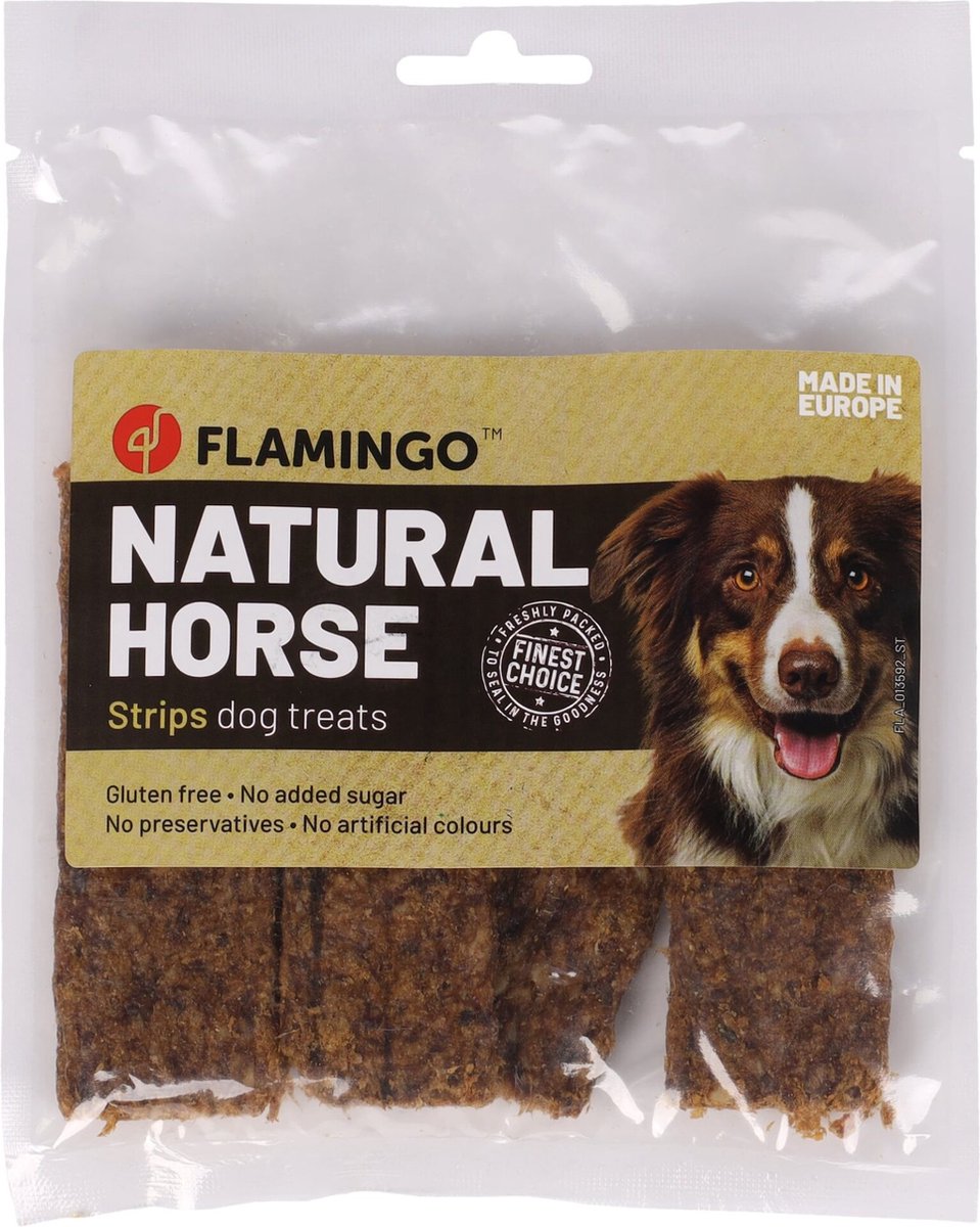 Flamingo Nature Snack Paard Strips 100g - Hypoallergene Vleessnack Flamingo
