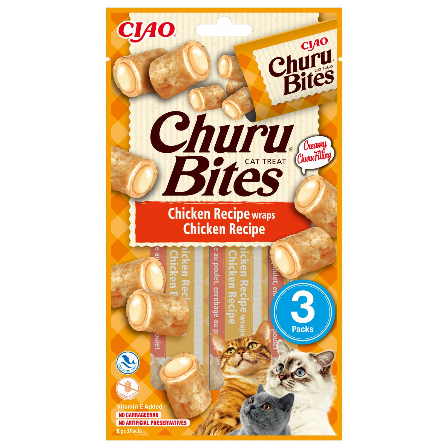 Inaba Churu Bites Kip 42 g - Zachte Kattensnack met Romige Vulling Inaba