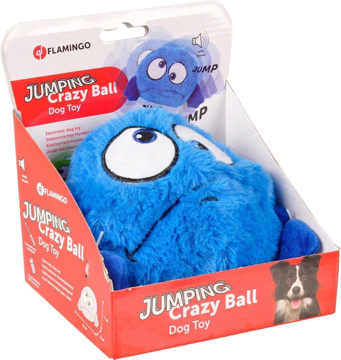 Flamingo Springende Bal met Geluid - Hondenspeelgoed - 18 cm - Blauw Wico Diervoeding
