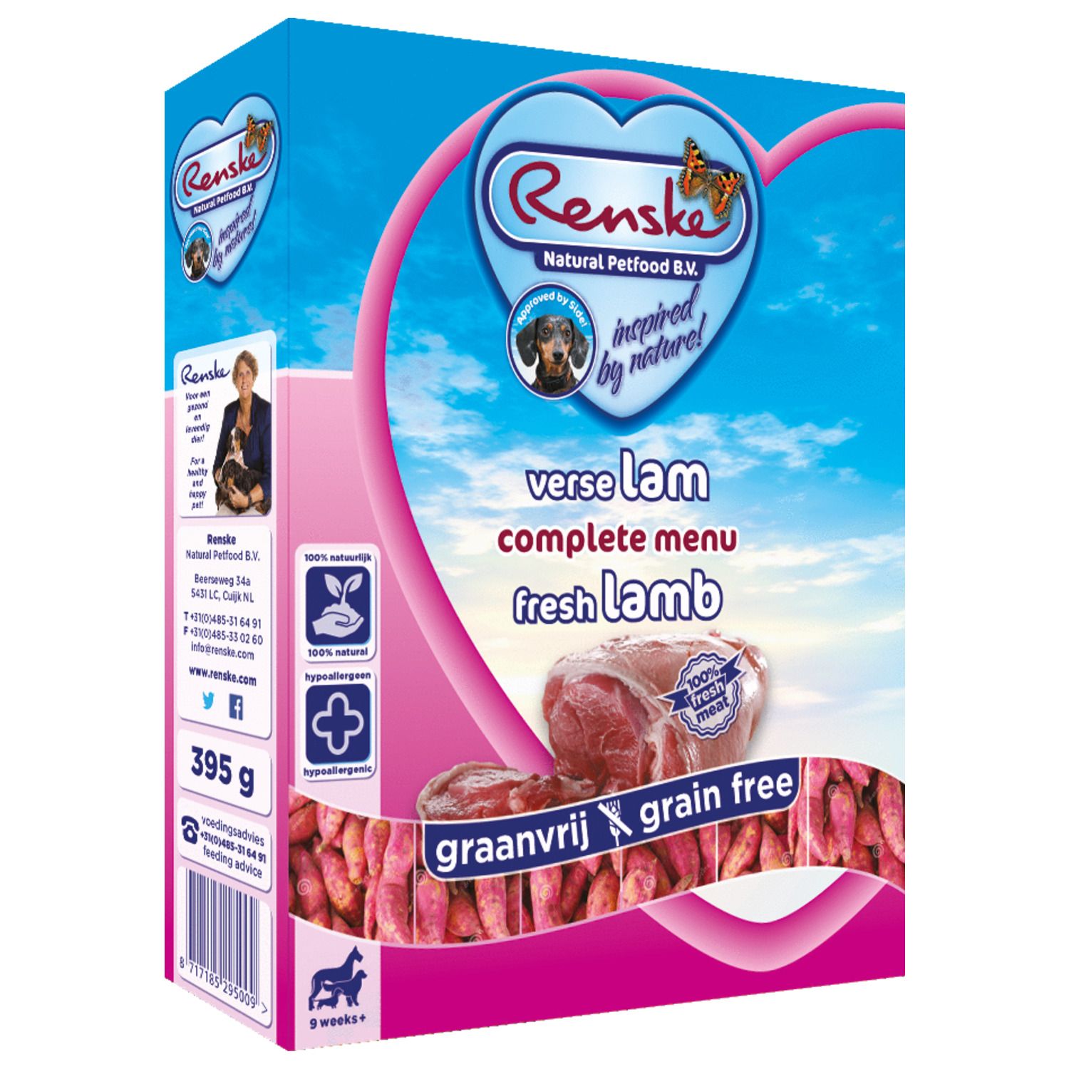 Renske Adult Vers Gestoomd Lam 395 g - Graanvrij Hondenvoer Renske