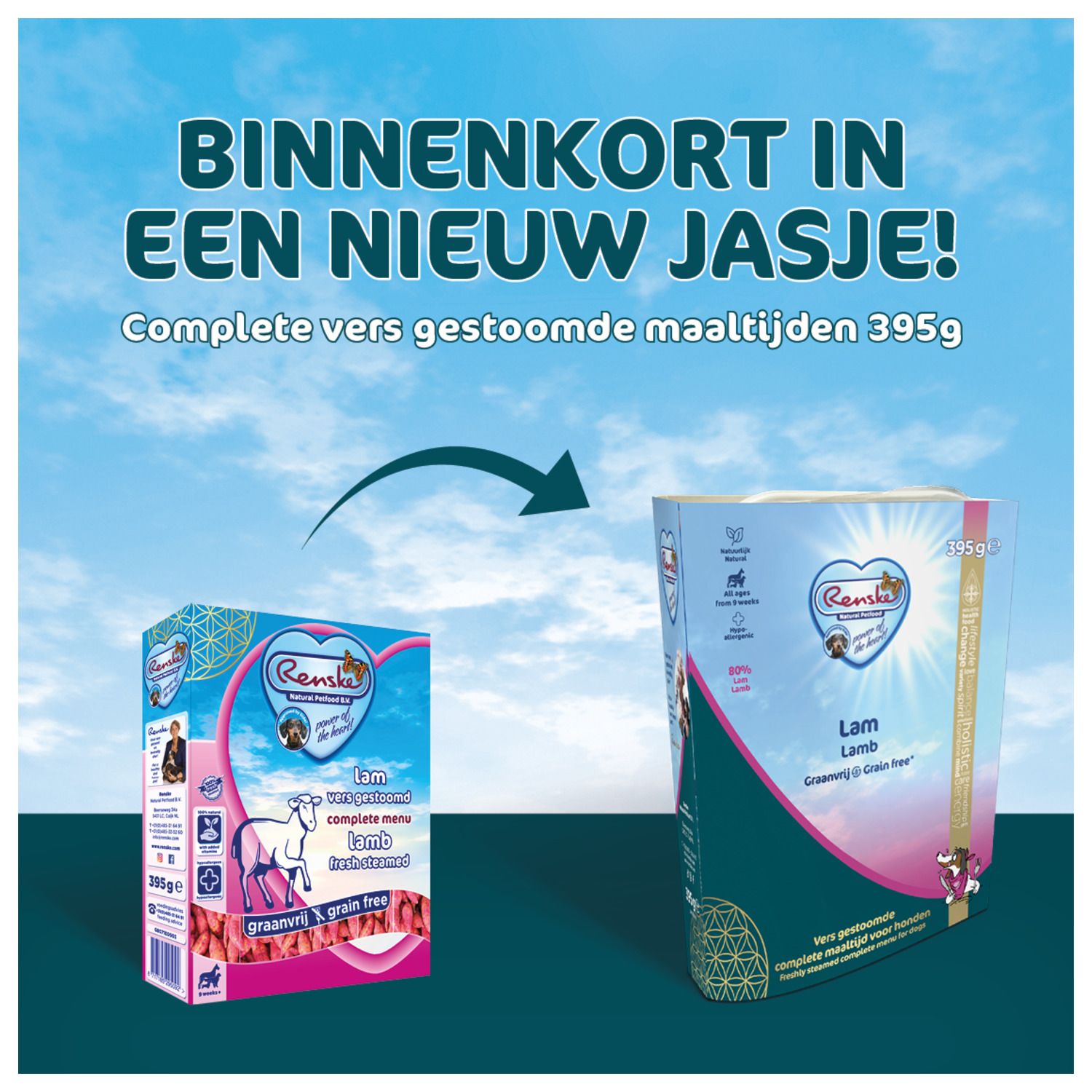 Renske Adult Vers Gestoomd Lam 395 g - Graanvrij Hondenvoer Renske