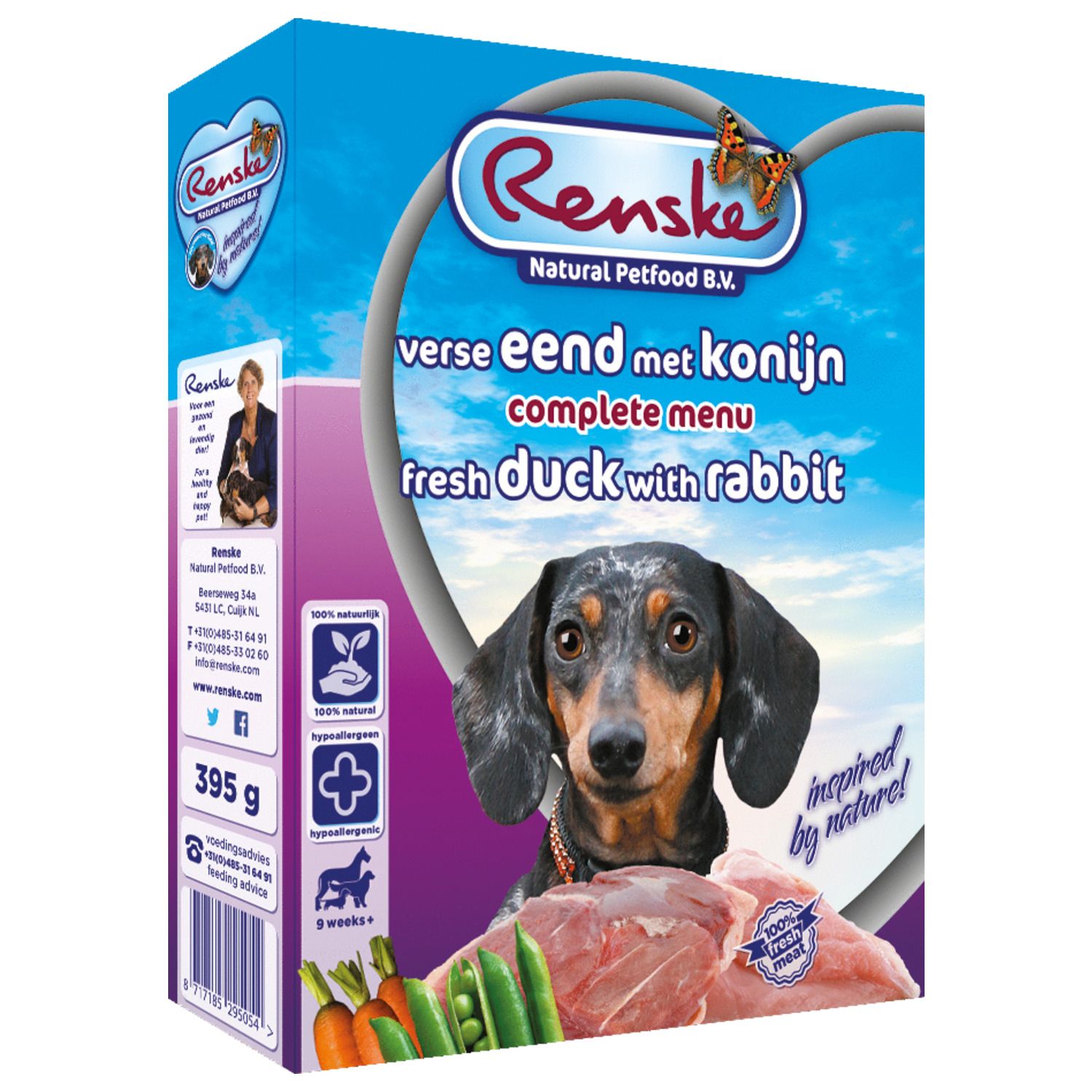 Renske Senior Vers Gestoomd Konijn & Eend 395 g - Voor Oudere Honden Renske