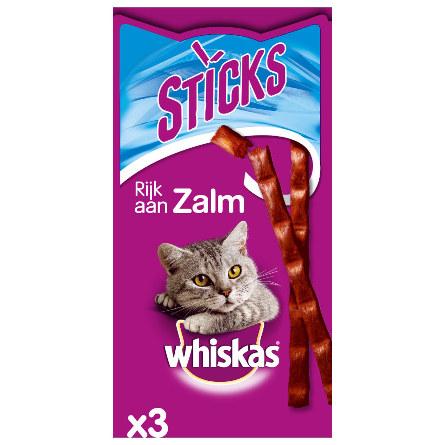 Whiskas Sticks Zalm 18 g (3 stuks) - Malse Vissticks voor de Kat whiskas