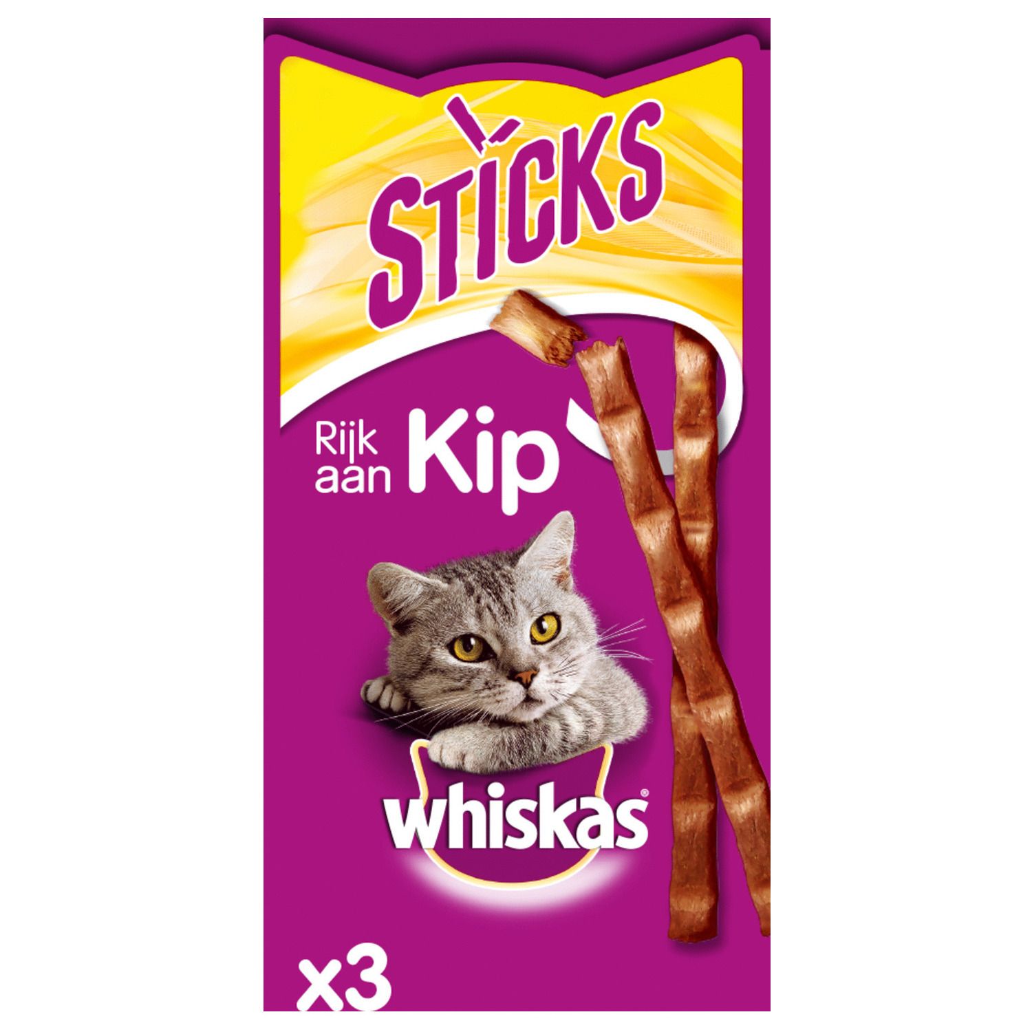 Whiskas Sticks Kip 18 g (3 stuks) - Malse Vleesstaafjes voor de Kat whiskas