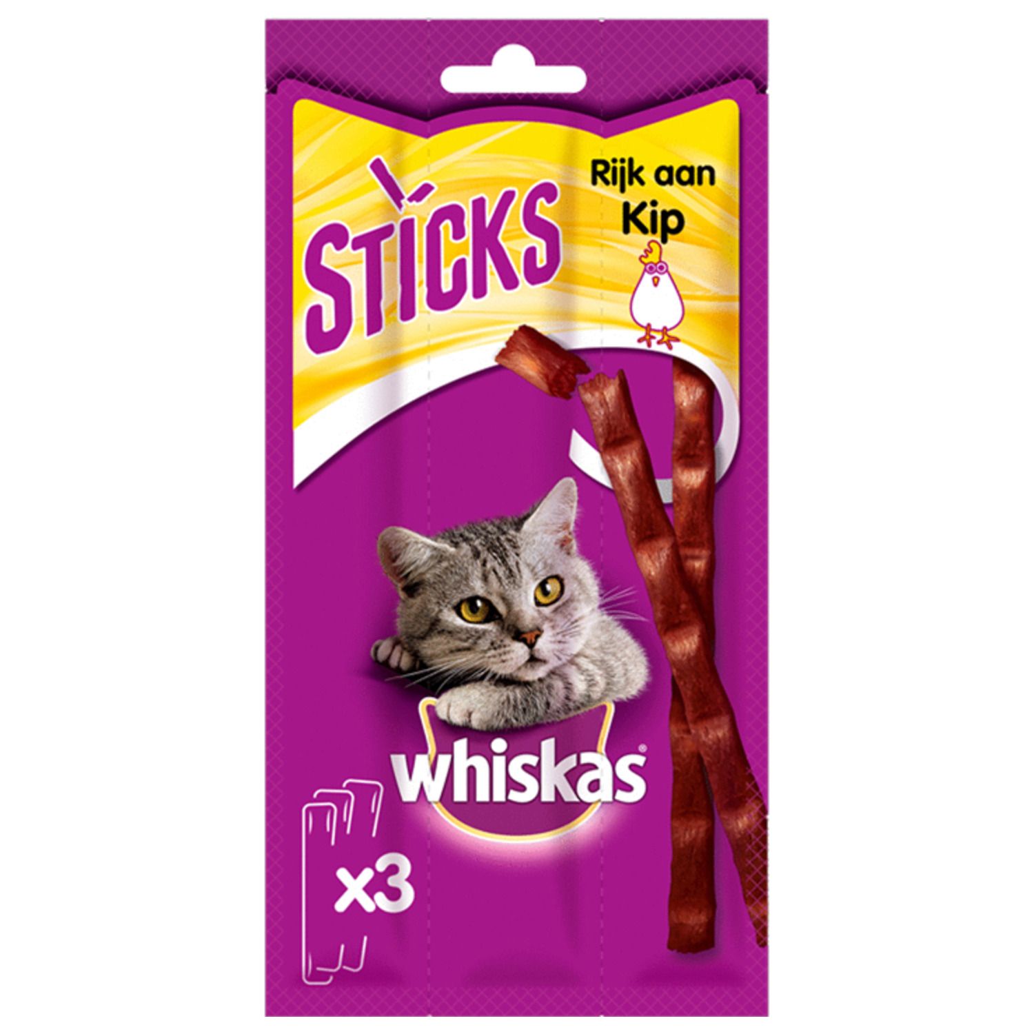 Whiskas Sticks Kip 18 g (3 stuks) - Malse Vleesstaafjes voor de Kat whiskas