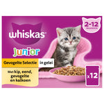 Whiskas Junior Selectie In Gelei Maaltijdzakjes Multipack - Kattenvoer - Kip Eend Kalkoen 12x85 g Wico Diervoeding